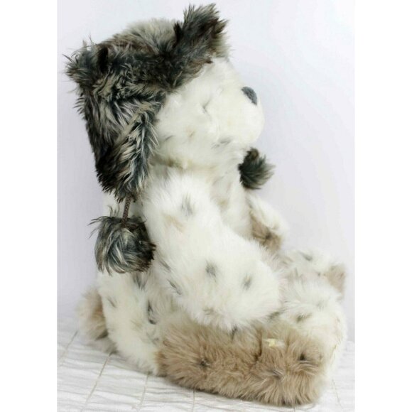 Levtex Baby Bear Plush Bomber Hat Snow Grizzly White Grey 14" tall - Picture 2 of 8